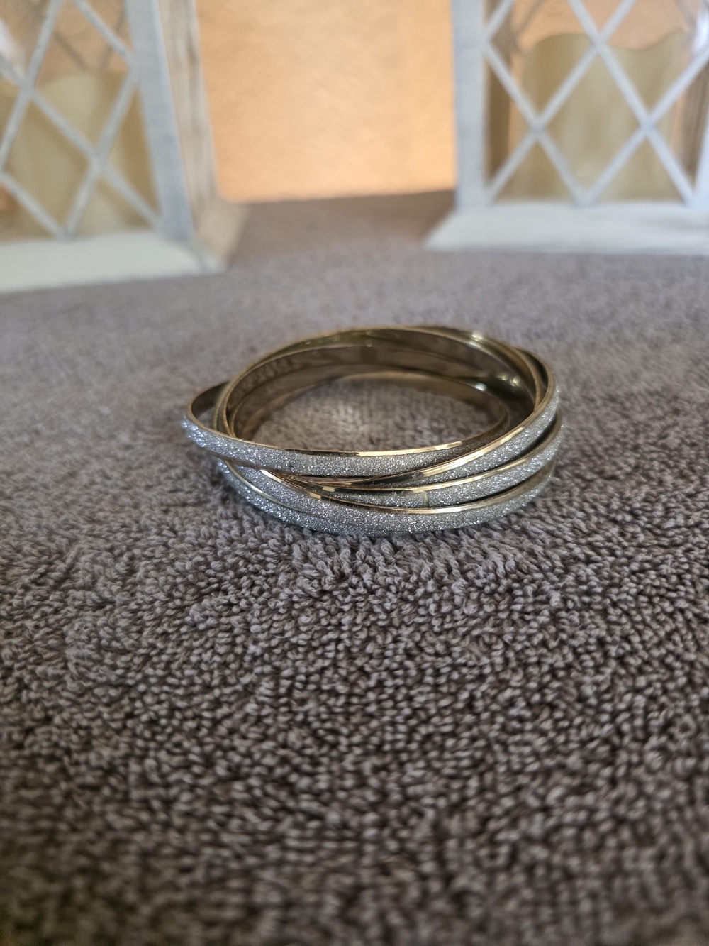 Silver Multi-Row Glitter Bangle Bracelet - Women Jewelry